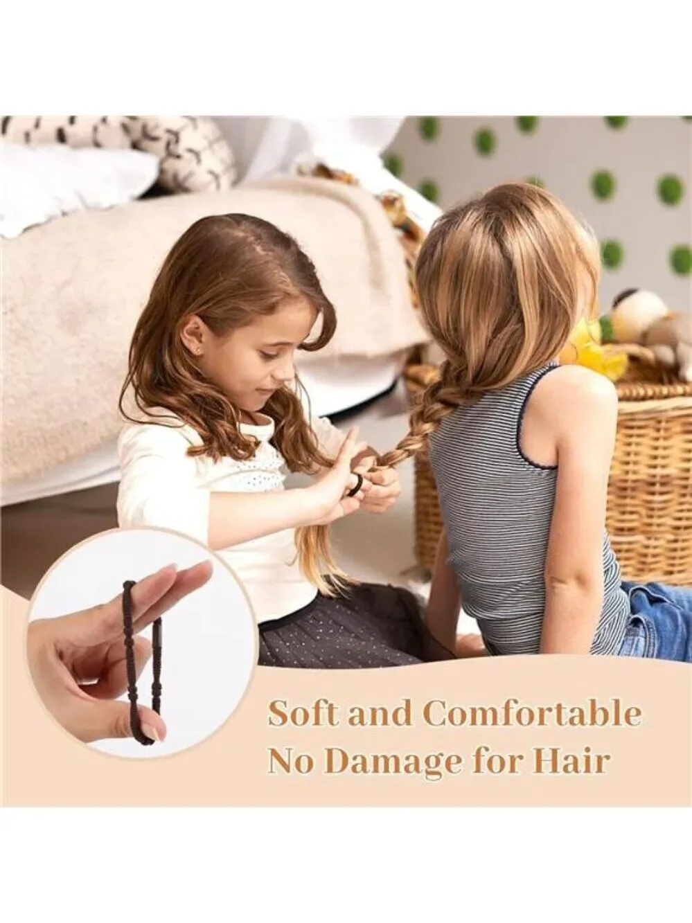 Boho hair ties set neutral elastic ponytail holders no damage thick thin hair